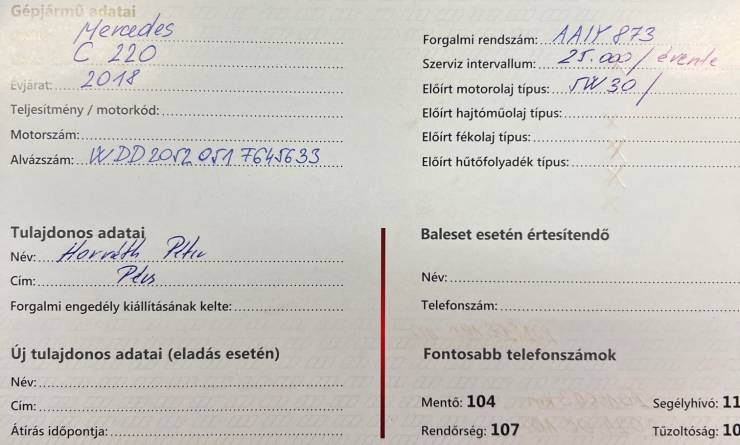 Mercedes-Benz C 220 T d 4Matic 9G-Tronic (2018. 05)